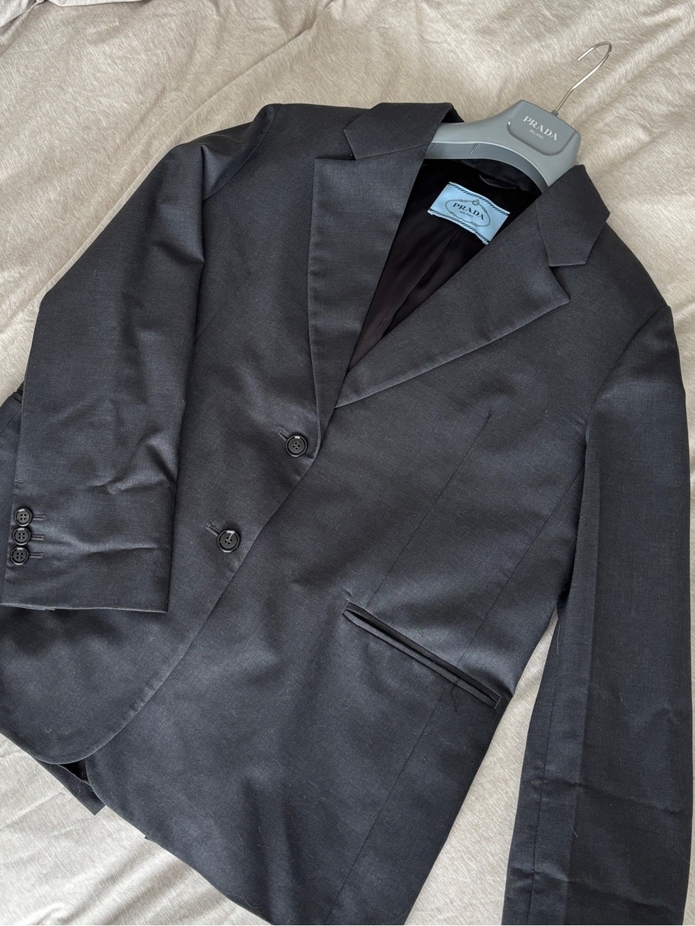 Prada Women's Blazer in Charcoal Grey - Picture 7 of 12
